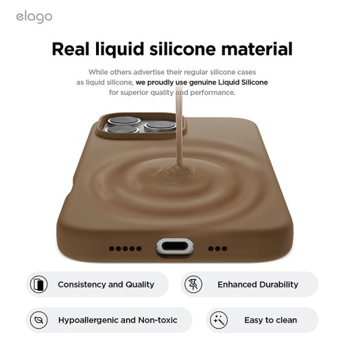 Elago для iPhone 16 Pro Max чехол Soft silicone (Liquid) Brown