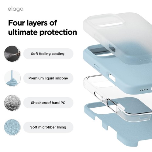 Elago для iPhone 16 Pro чехол Soft silicone (Liquid) Sky Blue