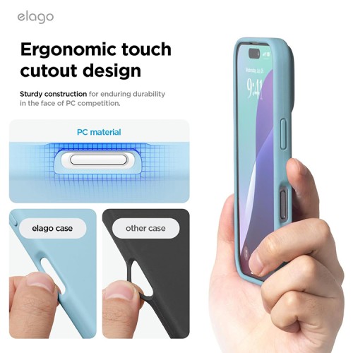 Elago для iPhone 16 Pro чехол Soft silicone (Liquid) Sky Blue