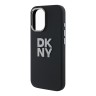 DKNY для iPhone 16 чехол Liquid Silicone Stack Metal logo and Camera Hard Black