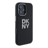 DKNY для iPhone 16 чехол Liquid Silicone Stack Metal logo and Camera Hard Black