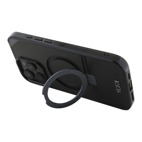 TUMI для iPhone 16 Pro чехол PC/TPU + Aluminium Ring stand Hard Black (MagSafe)