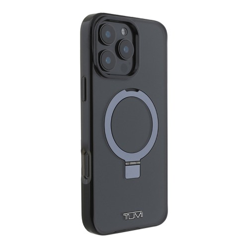 TUMI для iPhone 16 Pro чехол PC/TPU + Aluminium Ring stand Hard Black (MagSafe)