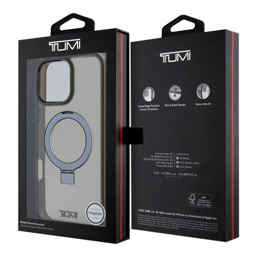 TUMI для iPhone 16 Pro чехол PC/TPU + Aluminium Ring stand Hard Black (MagSafe)