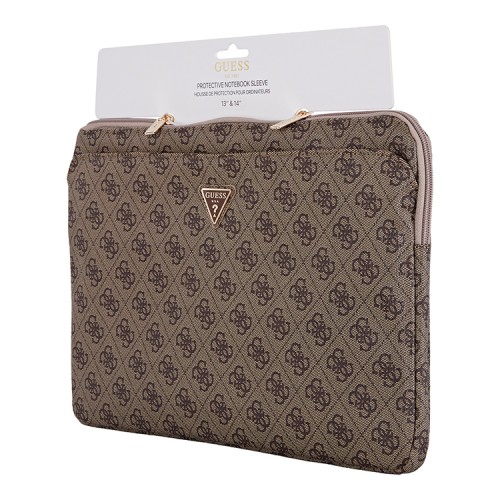 Guess для ноутбуков 13"/14" чехол Sleeve 4G with Zipper pocket Triangle metal logo Brown