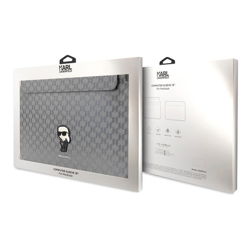 Karl Lagerfeld для ноутбуков 16" чехол Saffiano Sleeve Monogram NFT Karl Ikonik Silver