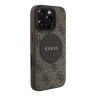 Guess для iPhone 16 Pro Max чехол PU 4G with Round Patch Metal logo Hard Brown (MagSafe)