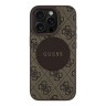 Guess для iPhone 16 Pro Max чехол PU 4G with Round Patch Metal logo Hard Brown (MagSafe)