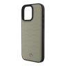 Mercedes для iPhone 16 Pro Max чехол Leather Waves Metal logo Hard Beige