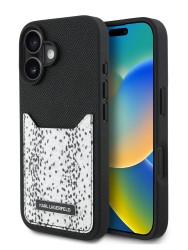 Karl Lagerfeld для iPhone 16 чехол Cardslot PU-кожа зернистая Leopard pocket Black