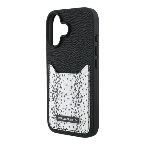 Karl Lagerfeld для iPhone 16 чехол Cardslot PU-кожа зернистая Leopard pocket Black