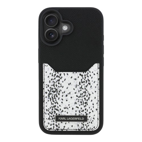 Karl Lagerfeld для iPhone 16 чехол Cardslot PU-кожа зернистая Leopard pocket Black