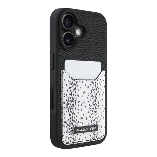 Karl Lagerfeld для iPhone 16 чехол Cardslot PU-кожа зернистая Leopard pocket Black