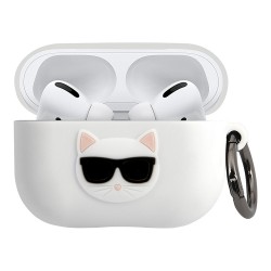 Чехол Karl Lagerfeld Choupette Silicone с кольцом для Airpods Pro, белый