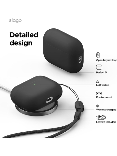Elago для AirPods Pro 3 чехол Liquid Hybrid Strap case Black