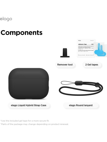 Elago для AirPods Pro 3 чехол Liquid Hybrid Strap case Black