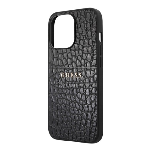Чехол Guess PU Croco with metal logo Hard для iPhone 13 Pro, черный