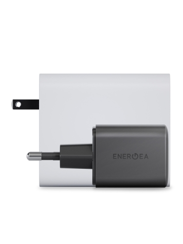 Energea сетевое зарядное AmpCharge Mini GaN45, USB-C PD45 + USB-A QC3.0 total 45W Gunmetal