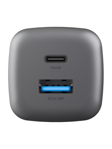 Energea сетевое зарядное AmpCharge Mini GaN45, USB-C PD45 + USB-A QC3.0 total 45W Gunmetal