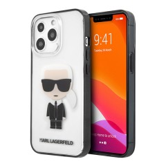 Чехол Karl Lagerfeld Ikonik Karl Hard Transparent для iPhone 13 Pro, черная рамка