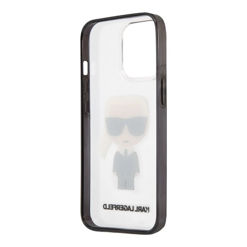 Чехол Karl Lagerfeld Ikonik Karl Hard Transparent для iPhone 13 Pro, черная рамка