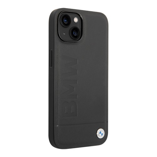 Кожаный чехол BMW Signature Logo imprint Hard для iPhone 14 Plus, черный (MagSafe)