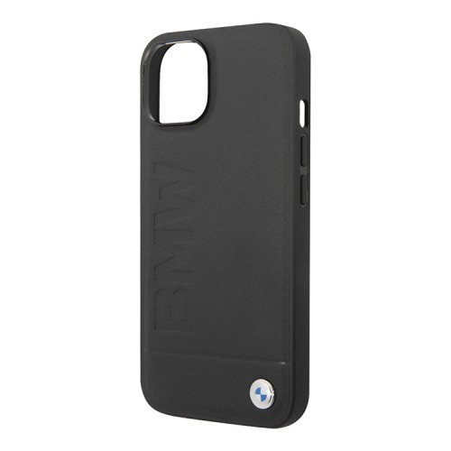 Кожаный чехол BMW Signature Logo imprint Hard для iPhone 14 Plus, черный (MagSafe)