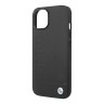 Кожаный чехол BMW Signature Logo imprint Hard для iPhone 14 Plus, черный (MagSafe)
