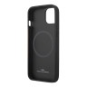 Кожаный чехол BMW Signature Logo imprint Hard для iPhone 14 Plus, черный (MagSafe)