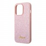 Чехол Guess Glitter flakes w Metal logo Hard для iPhone 14 Pro Max, розовый