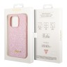 Чехол Guess Glitter flakes w Metal logo Hard для iPhone 14 Pro Max, розовый