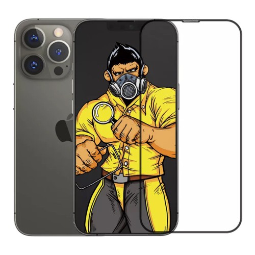 Защитное стекло BLUEO Large arc Dustproof для iPhone 14 Pro, черная рамка