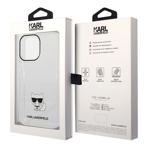 Чехол Lagerfeld Choupette body TPU Hard для iPhone 14 Pro, прозрачный/черный