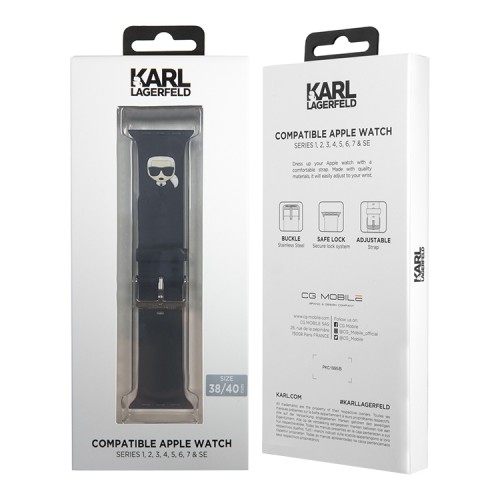 Ремешок Lagerfeld Silicone Karl head для Apple Watch 42-41-40 mm, черный