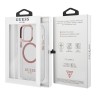 Чехол Guess Metal outline Hard для iPhone 13 Pro, прозрачный/розовый (MagSafe)