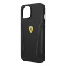 Кожаный чехол Ferrari Leather Stamped sides Hard для iPhone 14 Plus, черный (Magsafe)