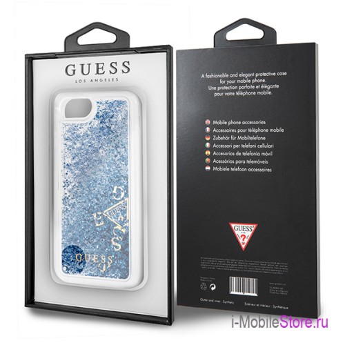 Чехол Guess Glitter для iPhone 7/8/SE 2020, синий