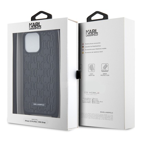 Чехол Lagerfeld Crossbody PU Monogram with Strap Hard для iPhone 13 Pro Max, черный