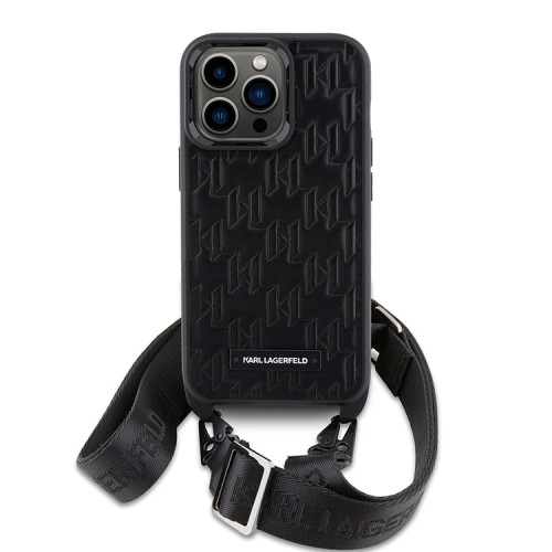 Чехол Lagerfeld Crossbody PU Monogram with Strap Hard для iPhone 13 Pro Max, черный