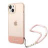 Чехол Guess Translucent Electoplated camera Hard +hand Strap для iPhone 14, розовый