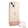 Чехол Guess Translucent Electoplated camera Hard +hand Strap для iPhone 14, розовый
