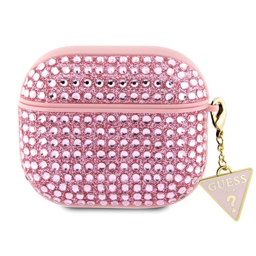Чехол Guess Diamond Rhinestone with Triangle charm для Airpods 3 (2021), розовый