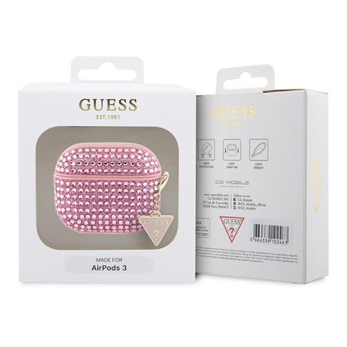 Чехол Guess Diamond Rhinestone with Triangle charm для Airpods 3 (2021), розовый