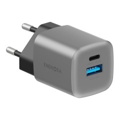 EnergEA СЗУ Ampcharge GaN35, USB-C PD35 + USB-A QC30 total 35W Gunmetal