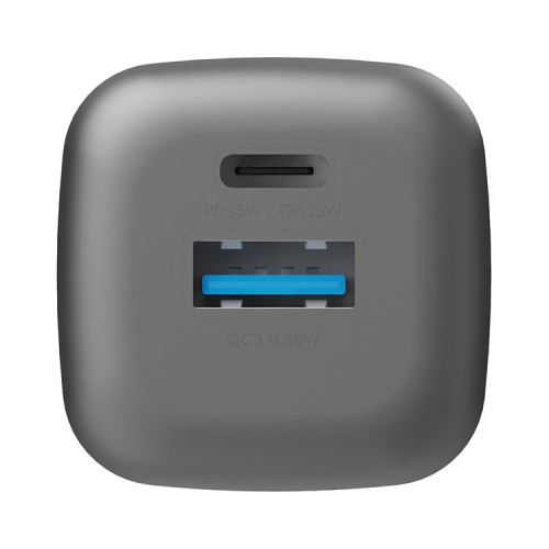 EnergEA СЗУ Ampcharge GaN35, USB-C PD35 + USB-A QC30 total 35W Gunmetal