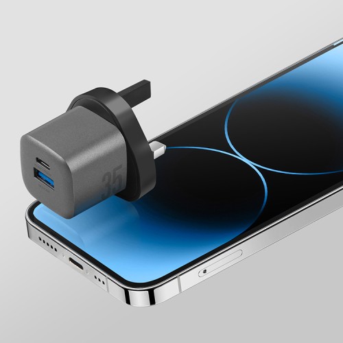 EnergEA СЗУ Ampcharge GaN35, USB-C PD35 + USB-A QC30 total 35W Gunmetal