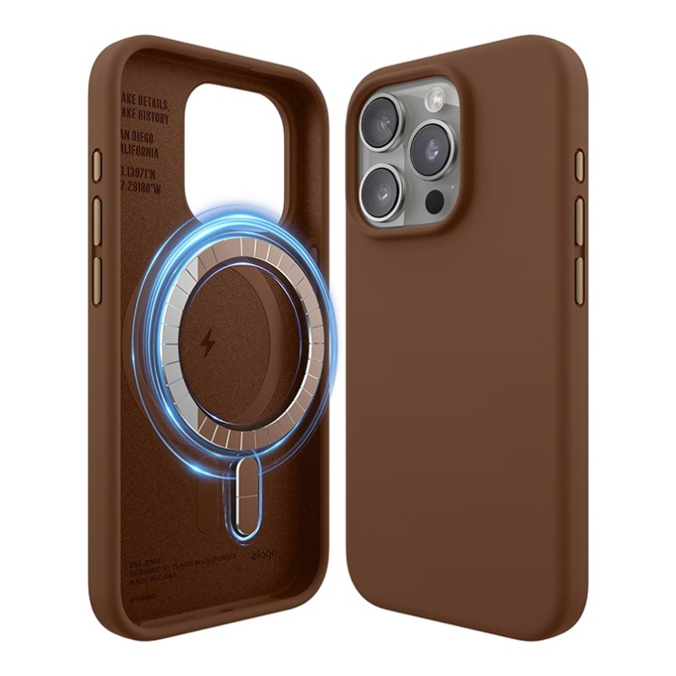 Elago для iPhone 15 Pro чехол Soft silicone (Liquid) Brown (MagSafe)