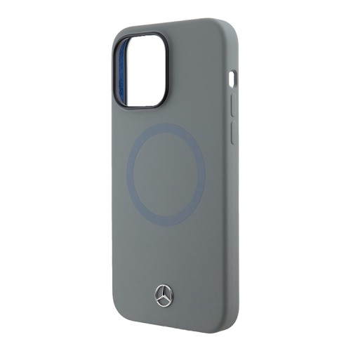 Mercedes для iPhone 14 Pro чехол Liquid silicone Bicolor Laser Ring Hard Grey (MagSafe)