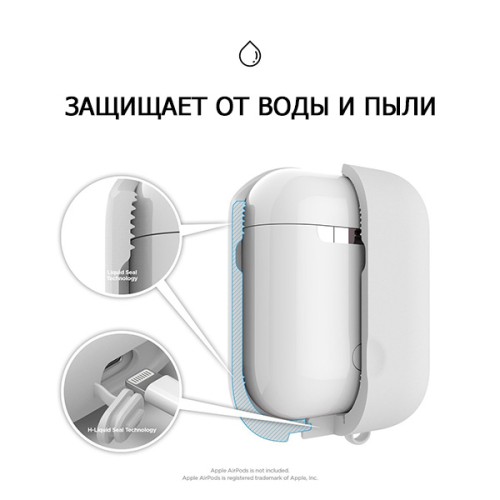 Чехол Elago Waterproof case для кейса AirPods 1/2, белый