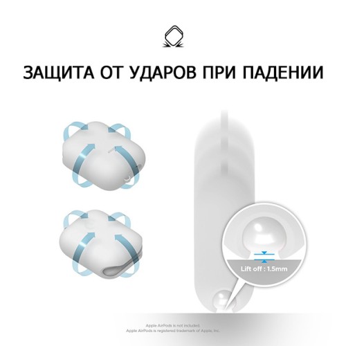 Чехол Elago Waterproof case для кейса AirPods 1/2, белый